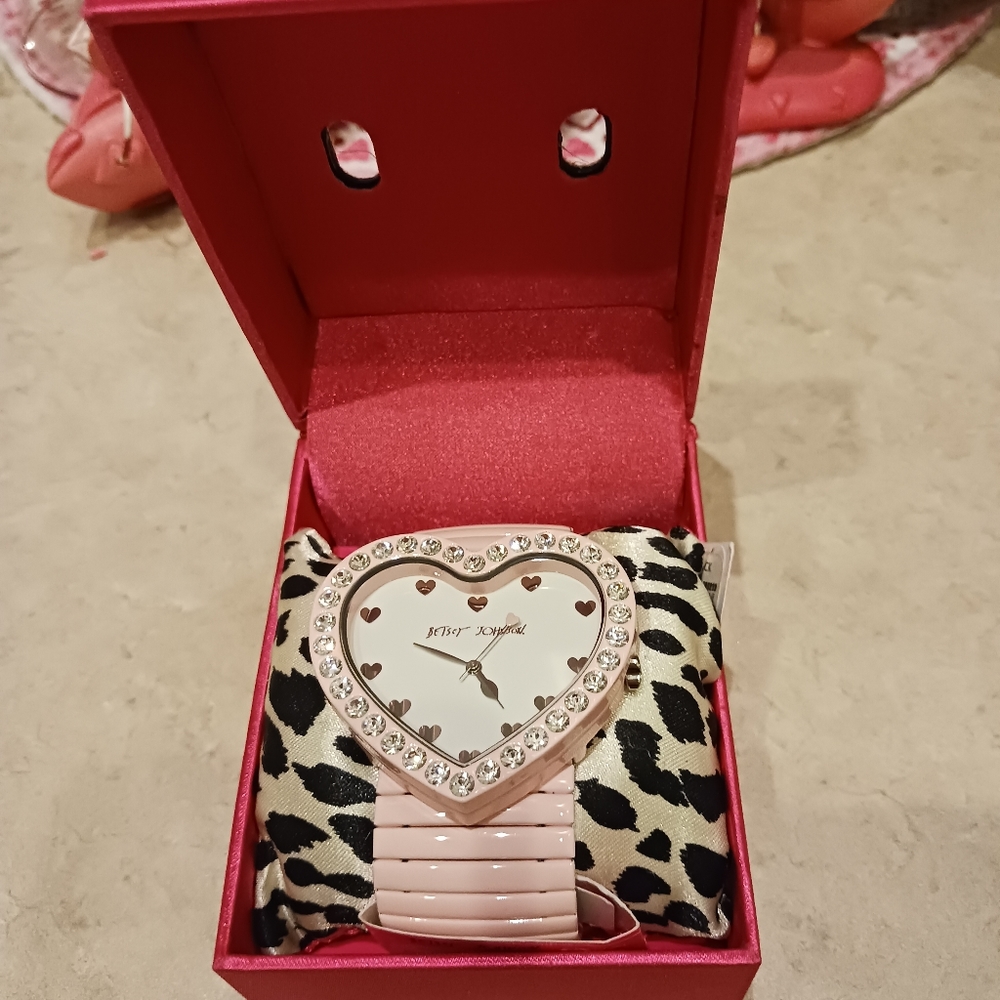 Betsey Johnson Heart Stretch Sparkle Watch
